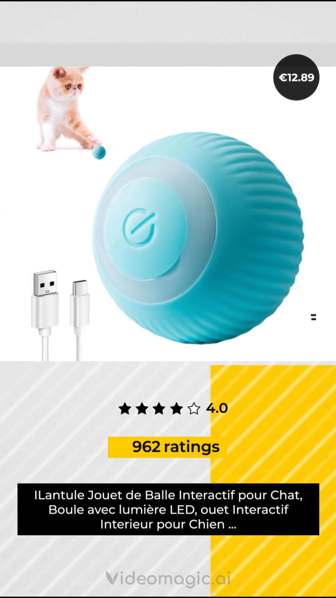 Jouet de Balle Interactif pour Chat