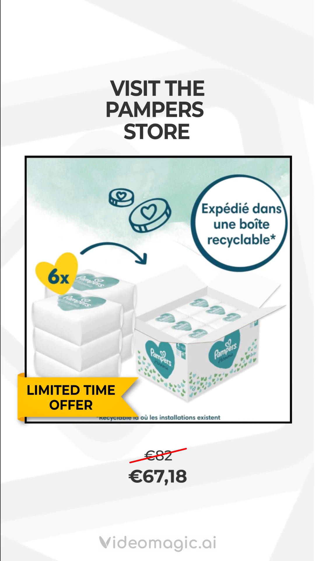 Pampers Harmonie, Taille 4, 174 Couches, 9-14kg, Protection Douce pour la Peau, Ingrédients d’origine végétale en contact avec la peau de bébé, Avec un Emballage Recyclable en Papier, Pack 1 Mois