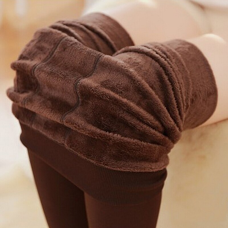 lady Brushed Stretch Fleece Lined Thick Leggings Warm  leggings women casual fitness skinny pants female step foot long leggings