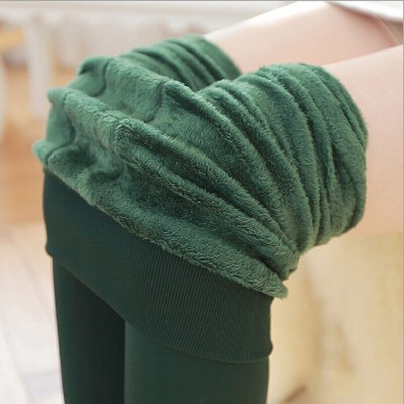 lady Brushed Stretch Fleece Lined Thick Leggings Warm  leggings women casual fitness skinny pants female step foot long leggings