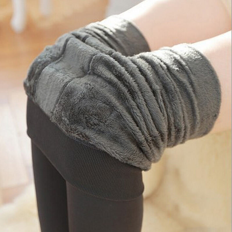 lady Brushed Stretch Fleece Lined Thick Leggings Warm  leggings women casual fitness skinny pants female step foot long leggings