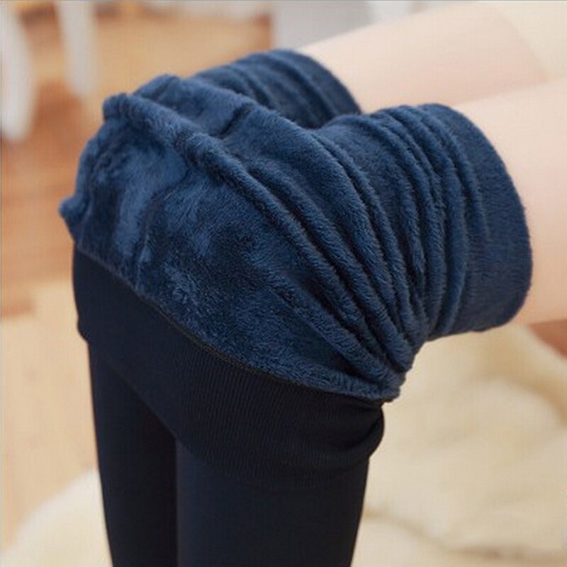 lady Brushed Stretch Fleece Lined Thick Leggings Warm  leggings women casual fitness skinny pants female step foot long leggings