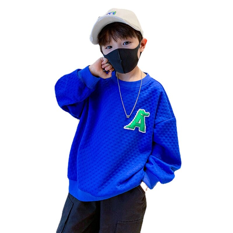 Kids Boys Fashion Clothes Casual Pullovers Big Letter Crocodile Pattern Design Tops Spring Autumn New Teens Sweatshirts 4-14 Yrs