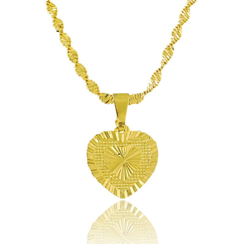 Collier Plein coeur en or plaqué 24 carats