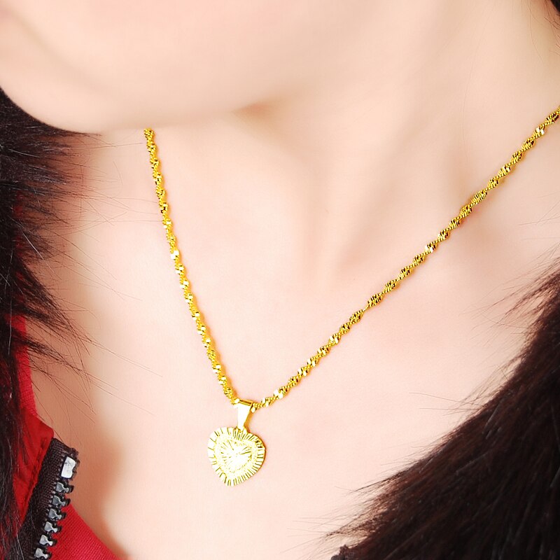 Collier Plein coeur en or plaqué 24 carats