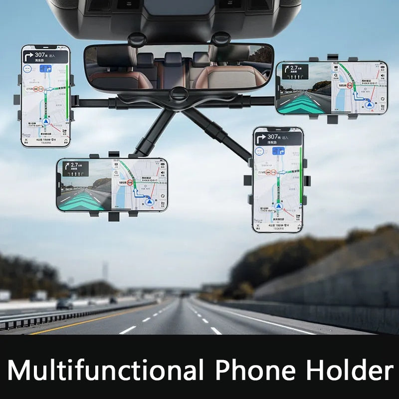 Multifunctional Phone Holder Car Rearview Mirror Rotatable Retractable Hanging Support GPS Navigation Phone Stand for Iphone 13