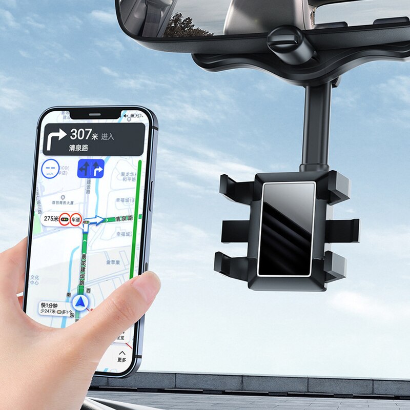 Multifunctional Phone Holder Car Rearview Mirror Rotatable Retractable Hanging Support GPS Navigation Phone Stand for Iphone 13