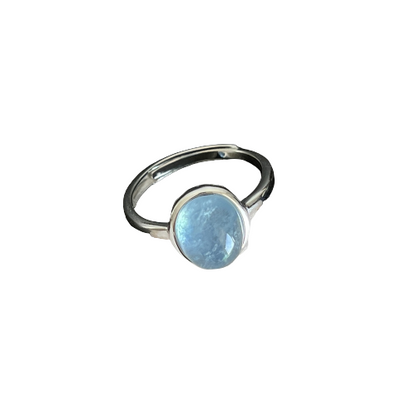 Bague  minimaliste "Pierre Bleue minérale" - argent massif 925