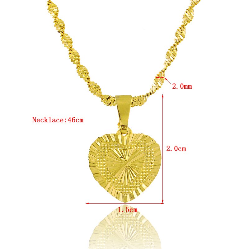 Collier Plein coeur en or plaqué 24 carats