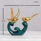 Statuette Oiseaux d'Amour, émaillée Emeraude.