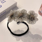 Women Elegant Bud Chiffon Flower Bun Maker Maruko Hairstyle Making Long Tool Sweet Hair Braide Rope Hairbands Korean Accessories